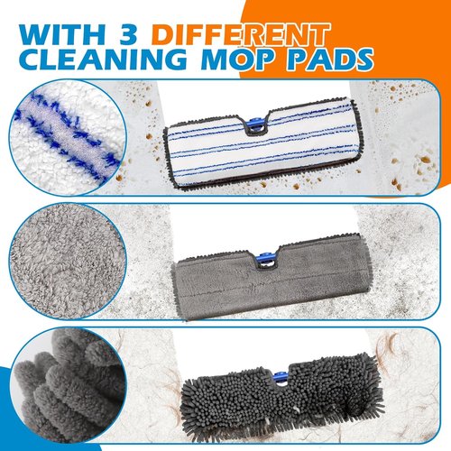Masthome Flat Dust Mop - 2-Sided Microfiber Mop with 4 Reusable Pads for Wet & Dry Cleaning | Ideal for Hardwood, Tile, Vinyl