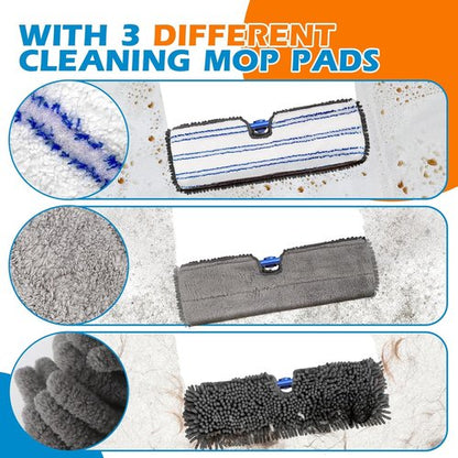 Masthome Flat Dust Mop - 2-Sided Microfiber Mop with 4 Reusable Pads for Wet & Dry Cleaning | Ideal for Hardwood, Tile, Vinyl