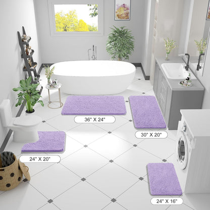 OLANLY Bathroom Runner Rugs - Soft Absorbent Chenille Bath Mats | Quick-Dry, Machine Washable, 44x24, Lavender