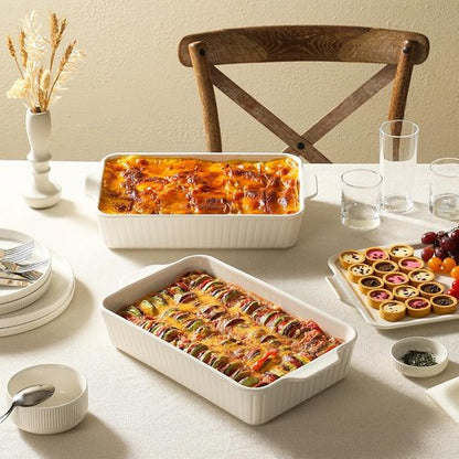 Dizada Large Casserole Dish - 5.2 Qt Deep Porcelain Baking Pan | Oven, Freezer, Microwave Safe
