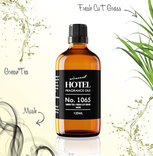 AirScent Diffuser Oil No. 1065 - Green Tea & Fresh Cut Grass - Premium Fragrance for Ultrasonic Diffusers - 10 mL Glass Dropper Bottle