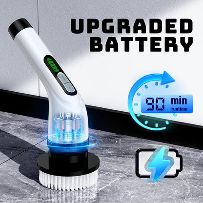 Skiennix Electric Spin Scrubber - Cordless Power Cleaner with Long Handle & 7 Brush Heads | IPX7 Waterproof