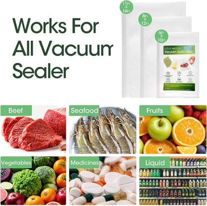 L'ELEF MISTICO Vacuum Sealer Bags - BPA-Free Food Storage for Sous Vide | 50 Gallon, 50 Quart & 50 Pint Sizes