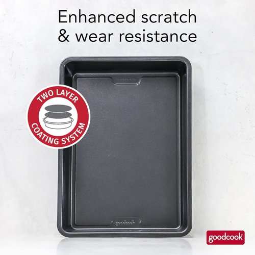 GoodCook PRO Nonstick Oblong Baking Pan - Scratch-Resistant Carbon Steel, 9 x 13-Inch, Gray | Oven Safe to 480°F