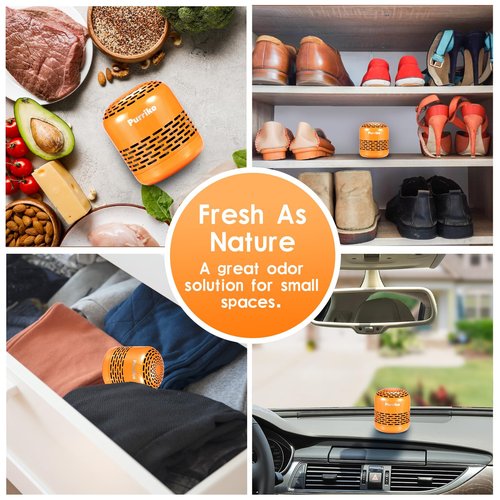 Purriko Refrigerator Deodorizer,Lasts up to 10 Years,Refrigerator Odor Eliminator,Fridge Deodorizer,More Effective Than Baking Soda Bamboo Air Purifying Bags,Orange