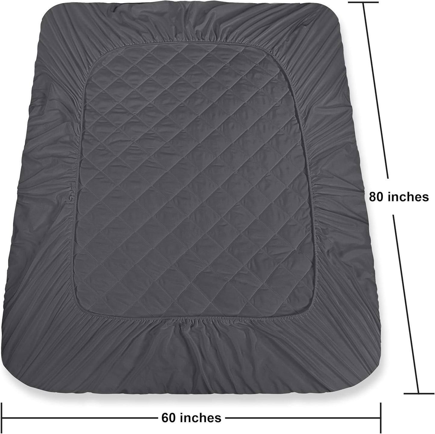 Utopia Bedding Quilted Fitted Mattress Pad - Queen Size, Elastic Cover, Machine Washable, Grey | Pack of 2