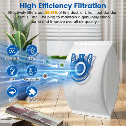 Miele 3D Airclean Vacuum Bags - 20 Pack Compatible with Classic C1, Complete C1-C3, S2-S8 Series
