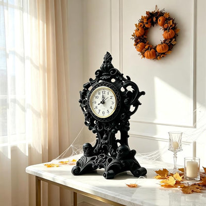 Halloween Skull Table Clock - Resin Skeleton Desk Clock