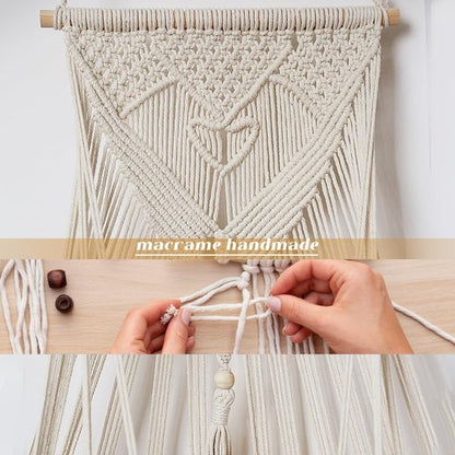 Amdermi Stuffed Animal Hammock - Boho Macrame Wall Organizer for Plush Toy Storage | Cream