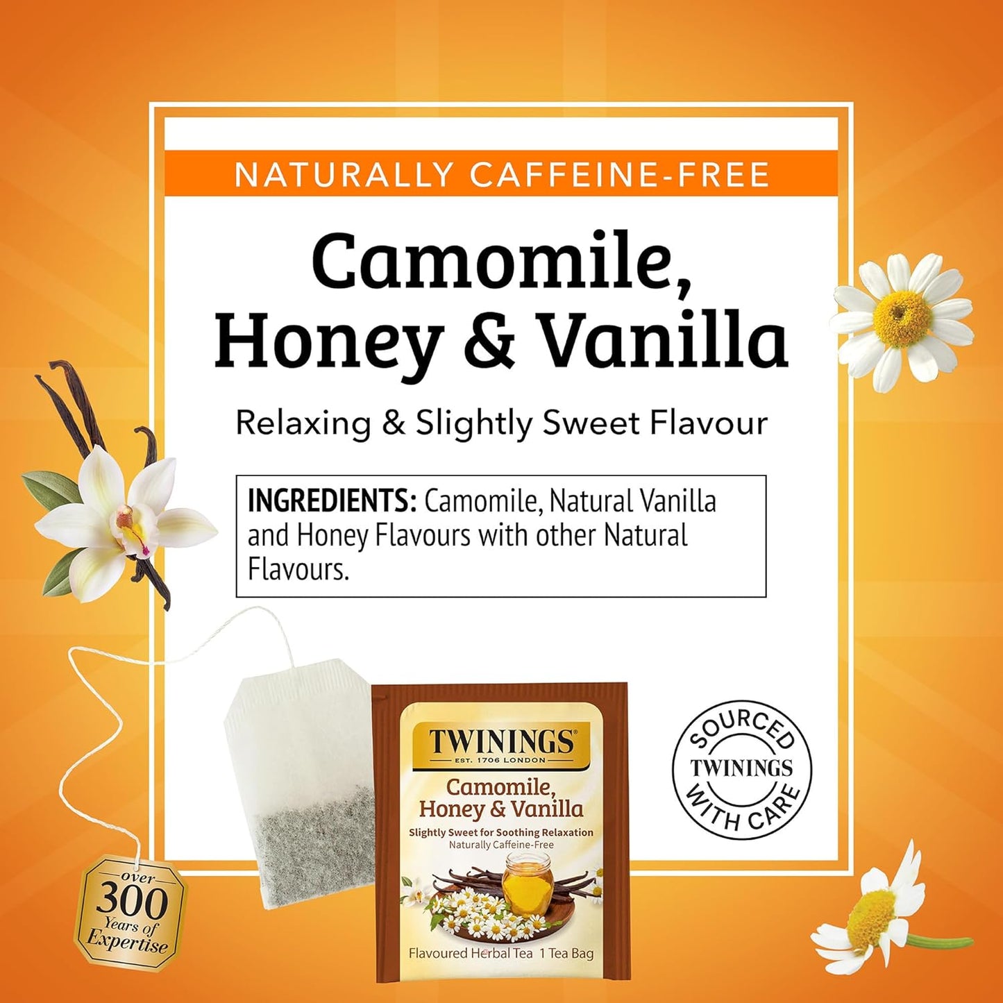 Twinings Herbal Tea - Camomile, Honey & Vanilla, Naturally Caffeine-Free, 100 Individually Wrapped Bags