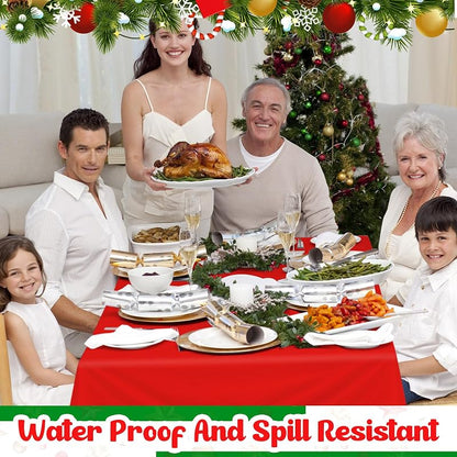 Patelai 12 Pcs Christmas Tablecloths, 54 x 108 Inch, Red & Dark Green - Waterproof Disposable Rectangle Table Covers (Variation: Red, Dark Green+12+54 x 108 Inch)