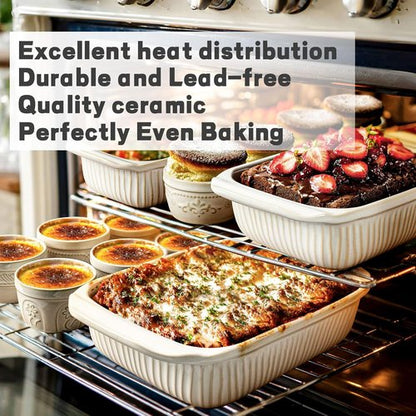 Artena Baking Dish - 2.3 Quart Casserole Dish With Handles | Deep Rectangular Ceramic Bakeware, White