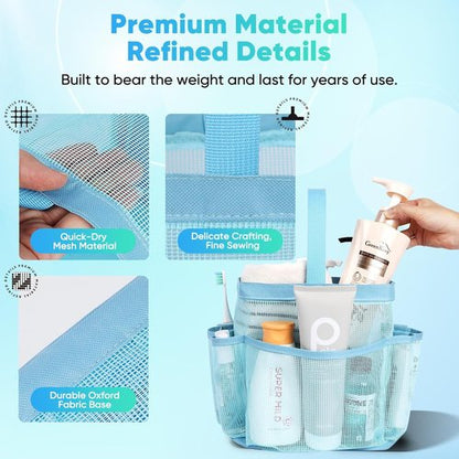 EUDELE Mesh Shower Caddy - Portable 8-Pocket Design for Quick Drying & Easy Cleaning | Ideal for Beach, Gym, Travel