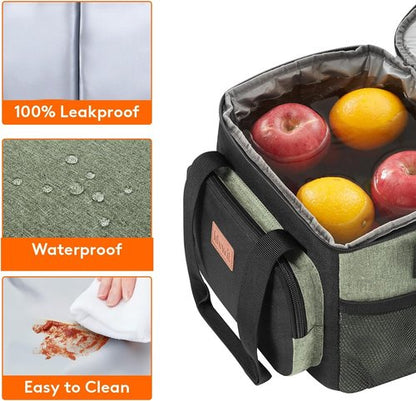 Lifewit Insulated Lunch Bag - Soft Cooler Tote for Adults | 12-Can Capacity, Black & Green