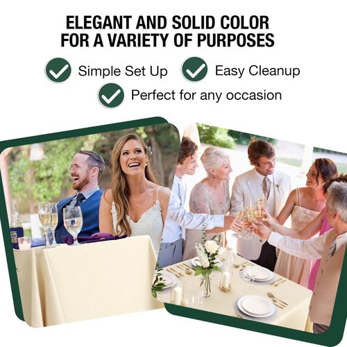6 Pack Ivory Plastic Table Cloth - 70 x 120 Inch Rectangle Disposable Tablecloth for Parties - Rectangle Tablecloth - Disposable Table Cloths for Parties - Great for Picnics And Formal Events