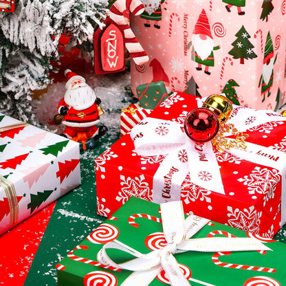 Wrapaholic Christmas Wrapping Paper Roll - Jumbo 30 Inch Gnome Elf Holiday Design | 4 Rolls, 120 Inch Each