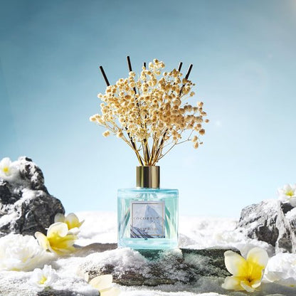 COCORRÍNA Reed Diffuser - Antarctic 6.7 Fl. Oz Set with 8 Sticks & Preserved Baby's Breath | Elegant Home Decor