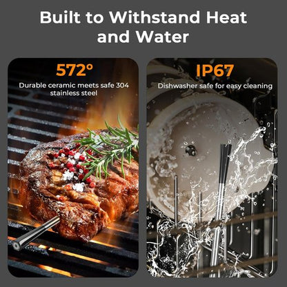BlueSwan Wireless Meat Thermometer - Bluetooth Food Thermometer with 820 ft Range & Magnetic Design for BBQ Cooking