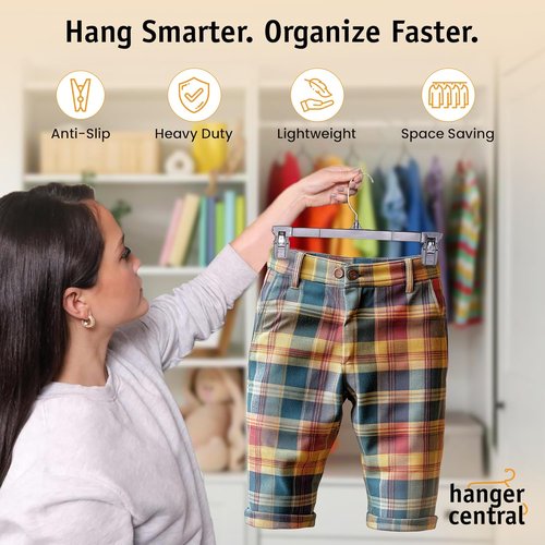 Hanger Central 30 Pack Pants Hangers - Heavy Duty Non-Slip Clips for Skirts & Pants - 10 Inch Black