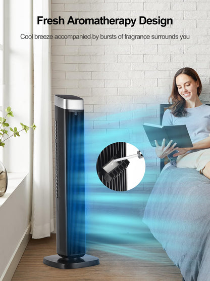Uthfy Tower Fan for Bedroom, 41" Quiet Bladeless Floor Fan,90° Oscillating Standing Fan with 24H Timer, Remote Control, 3 Speeds, 3 Modes, Fans that Blow Cold Air for Room, Home, Office