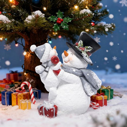Hodao Christmas Snowman Figurine - Joyful Red Scarf Decoration for Cozy Home Decor | Grey