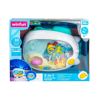 Winfun 3-in-1 Soothing Seas Nightlight - Music Box Projector with Calming Lullabies | Perfect for Crib or Tabletop