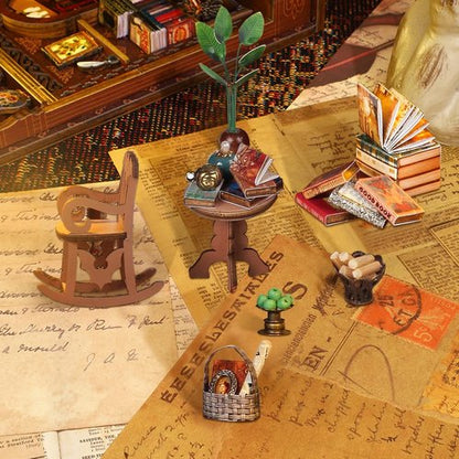 Booknook-Creativity DIY Book Nook Kit - 3D Wooden Puzzle Bookend Decor with LED Light for Adults