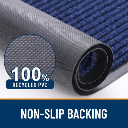 OLANLY Waterproof Heavy Duty Front Door Mat - 2-Pack, 29.5 x 17 Inch, Fade Resistant, Easy Clean, Blue