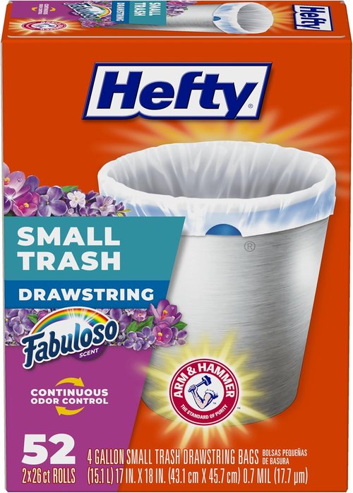 Hefty Small Trash Bags - Fabuloso Scented, 4 Gallon Size, 52 Count Pack
