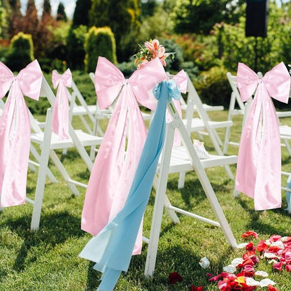Knitgrip Large Wedding Pew Bows - Elegant Satin Ribbon Decorations | 12 x 29.5 Inch | Pink, 12 Pcs