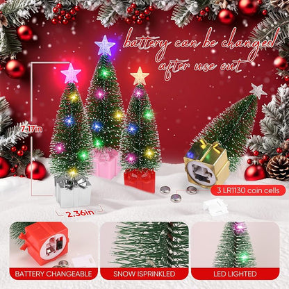 4Pcs Mini Christmas Tree with Lights 7.1" Tabletop LED Christmas Decor – 4 Pack (Variation: 4)