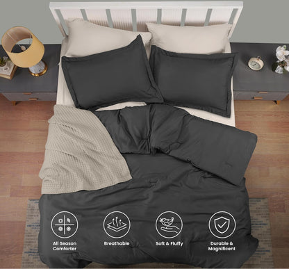 Utopia Bedding Queen Comforter Set - 3 Piece Soft Down Alternative in Grey | 88 x 88 Inches Comforter & 2 Pillow Shams