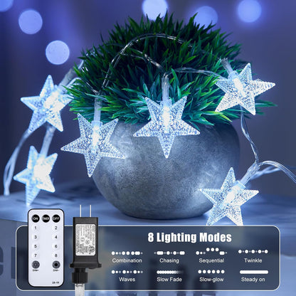 Star String Lights - 33 Ft 100 LED Waterproof Fairy Lights with Remote & Timer | Perfect for Bedroom, Patio & Parties