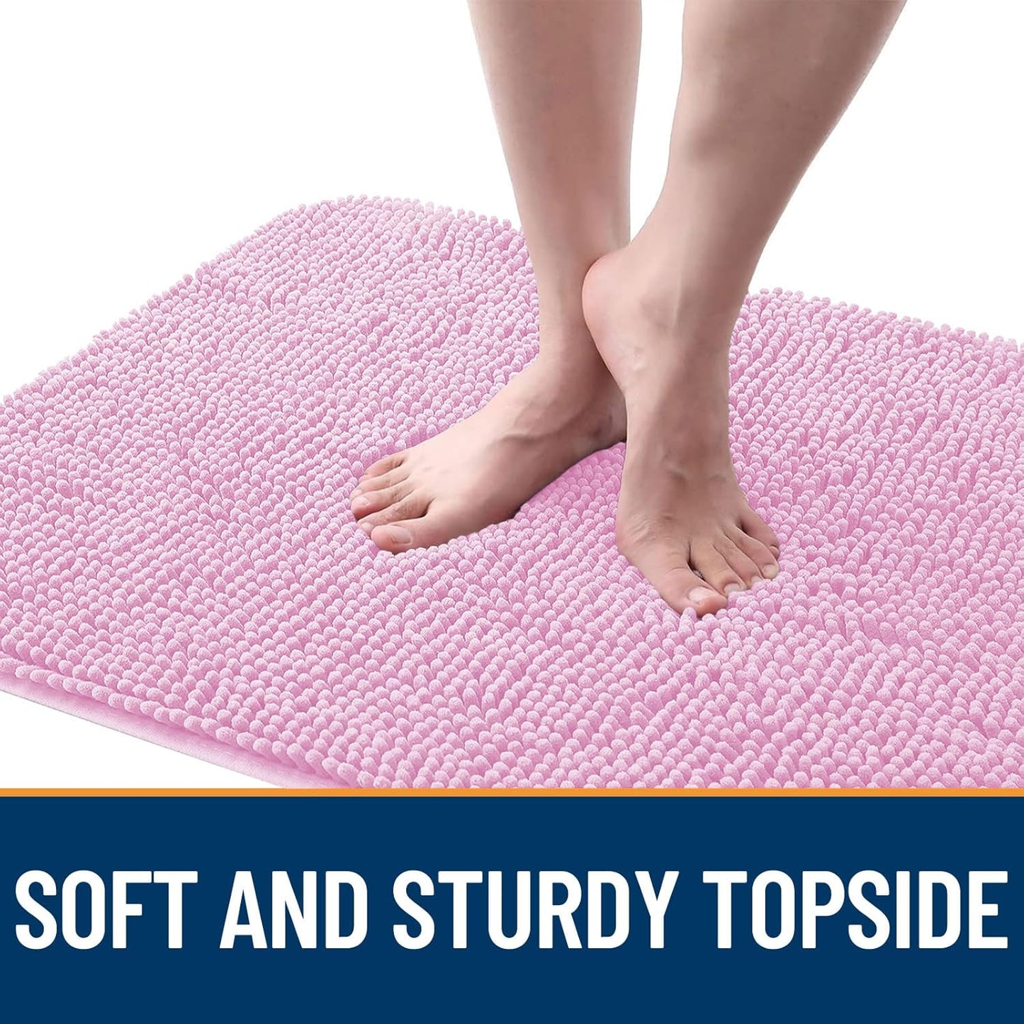 OLANLY Dog Door Mat - Absorbent Non-Slip Washable Doormat for Muddy Paws | 40x32 Pink Chenille Mat