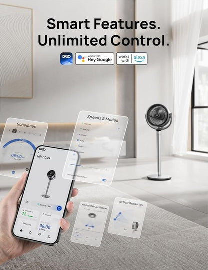 Dreo Smart Fan - 110ft Quiet Pedestal Fan with 150° Omni-Directional Oscillation | 9 Speeds, 43" Height, Smart Control
