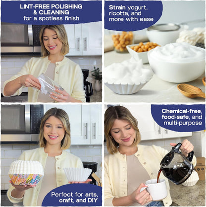 Pine & Pebble® 12-Cup Coffee Filters - 500 Count | Tall-Walled Basket Style (9.84" x 4.33") | No Grounds, No Mess | Perfect for BUNN & Standard Coffee Makers