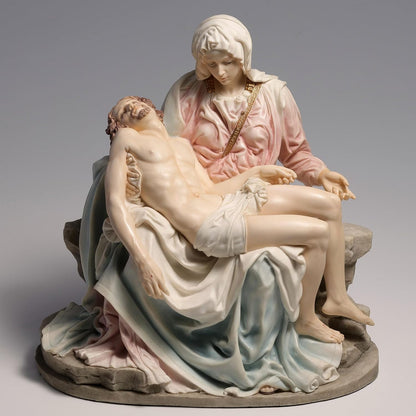 Regine Switzerland Pieta & Michelangelo Decorative Figurine - Elegant 10.63 Inch Design in Pink & Blue