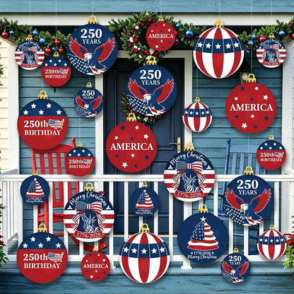 Outdoor 24-Piece 250th Anniversary Christmas Ornament Set