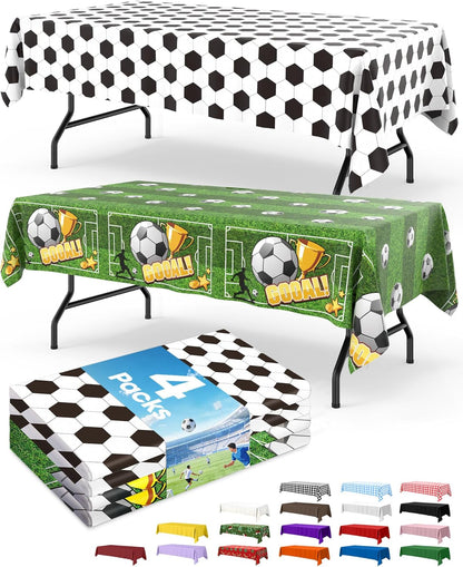 Niuara Soccer Table Cloth - 4 Pack Disposable 54" x 108" Tablecloths for Soccer Parties & World Cup 2026