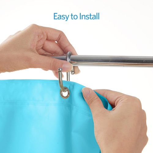 EHZNZIE Shower Curtain Liner Light Weight PEVA, Shower Liner 72x72 Inches, Waterproof, No Chemical Smell with 12 Rust Proof Metal Grommets for Bathroom Shower Curtain, Aqua