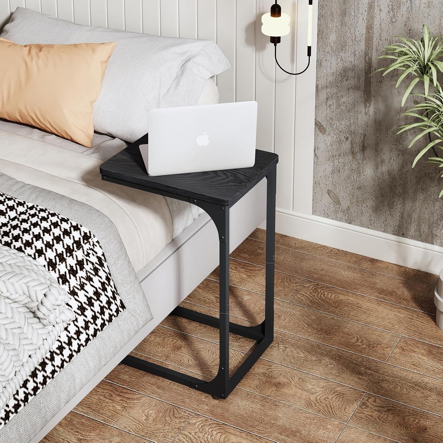 QEEIG C Table Set of 2 - Modern Black C-Shaped Side Tables for Living Room & Couch