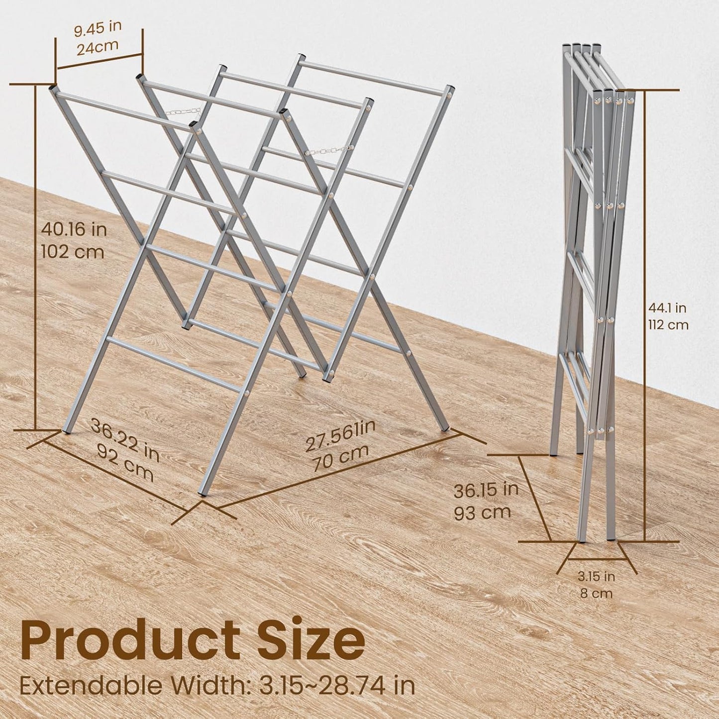 Whitmor Oversized Metal Drying Rack - Durable Silver Design for Efficient Laundry Drying