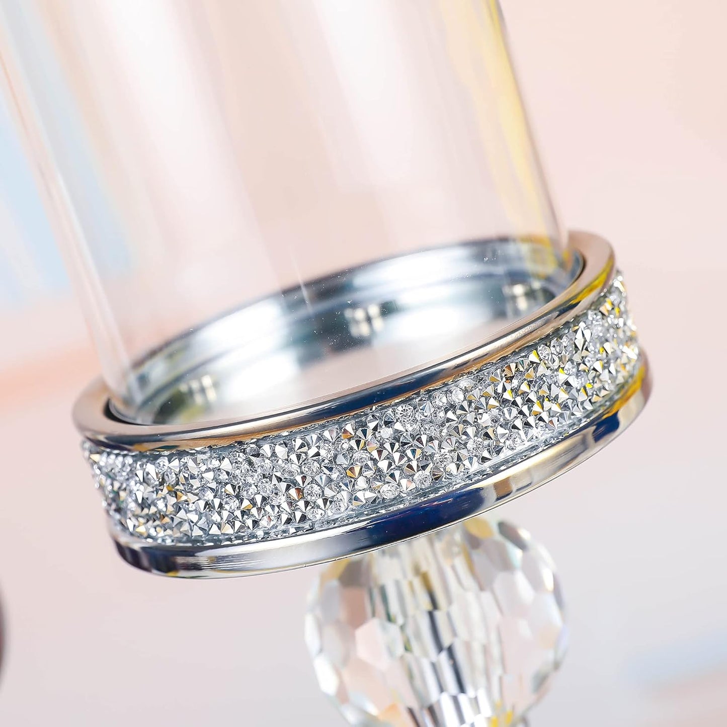Skiennix Crystal Candle Holders - Elegant Pillar Candlesticks for Weddings & Home Decor | Perfect Centerpieces