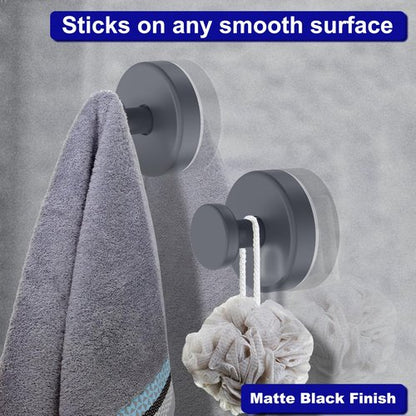 Bntuk Suction Cup Hooks for Shower, Removable Towel Hooks for Bathroom Window Glass Door Wall, Bath Robe Looafh Hook for Hanging - 4 Pack, Grey