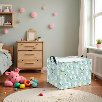 HIYAGON Rectangular Easter Basket for Kids Baby Easter Basket for Boys and Girls Cut Storage Organizer Bin Box Easter Room Decor(Blue Easter Baskets)