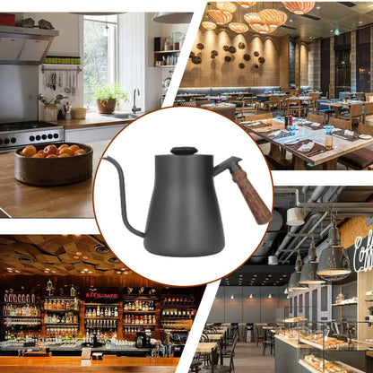 Pour over Coffee Kettle, Tea Kettle with Thermometer Stovetop Gooseneck Kettle Induction Stainless Steel Gooseneck Kettle Coffee Pot with Wood Handle 850ml