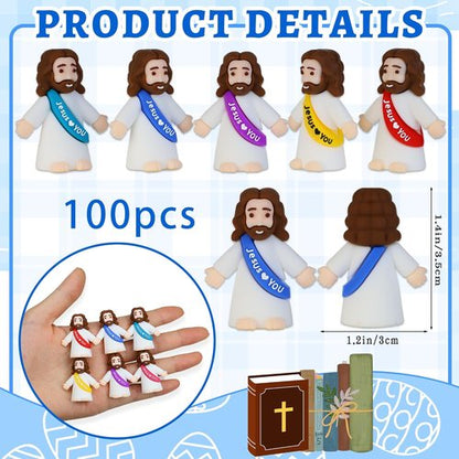 Little Jesus Figures - 100 Pack Mini Jesus Figurines for Easter | Perfect for Sunday School and Baptism Gifts