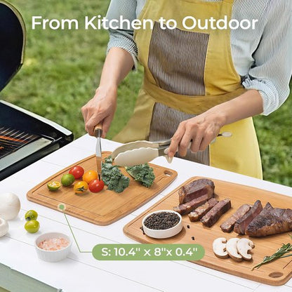 Keechee Bamboo Cutting Boards - Dishwasher Safe, Juice Groove Design | Durable & Lightweight for Fruits, Vegetables & Cheese