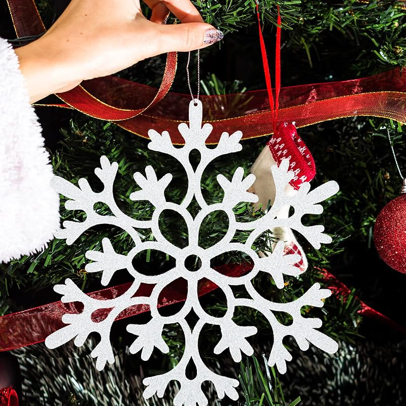 24 Pcs 12 Inch White Snowflake Ornaments - Large Christmas Decor (Variation: White+24)