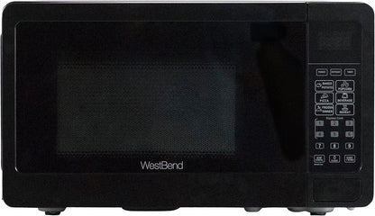 West Bend Microwave Oven - 700 Watts Compact Design with 6 Pre-Set Cooking Settings | 0.7 Cu.Ft., Black